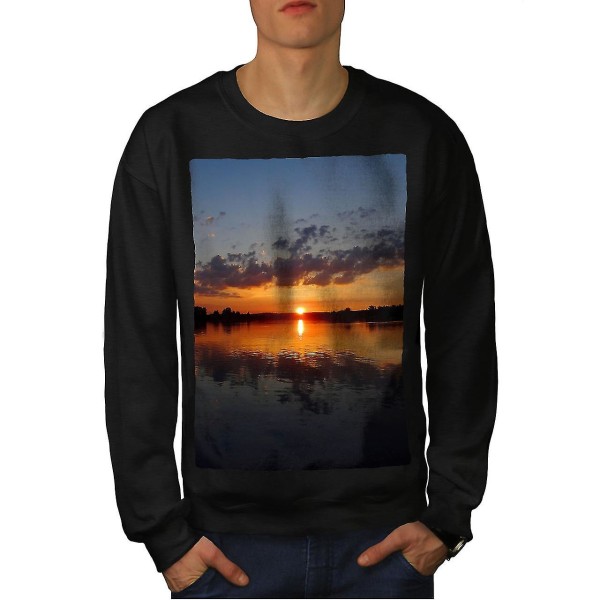 Sunset Lake Photo Nature Men Blacksweatshirt 3XL