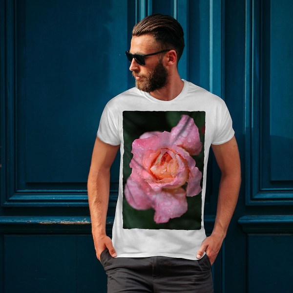 Rose Flower Photo Men Whitet-shirt L