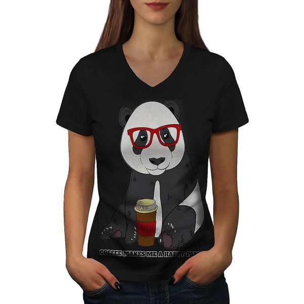 Coffee Happy Panda Women T-shirt XXL