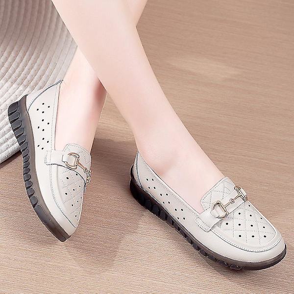 Kvinnors casual Andas Loafers Mode sjuksköterskeskor 2D6597-1 Beige 40
