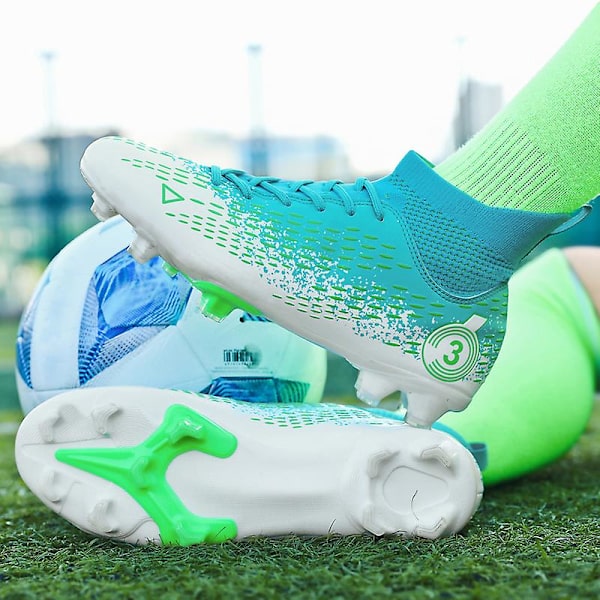 Fotbollsskor för män Halkfria fotbollsskor för herr, Gräs Fotbollssneakers Yj3000 Cyan 41