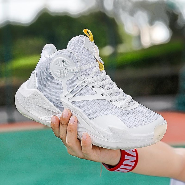 Basketskor för barn Mode Pojkar Flickor Sneakers Andas Sportskor 3331 White 35