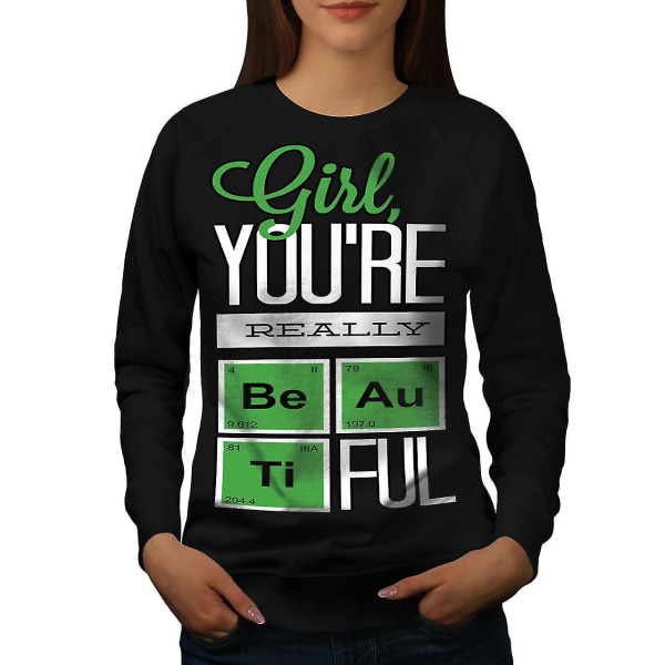 Vacker Blacksweatshirt för kemi för kvinnor L