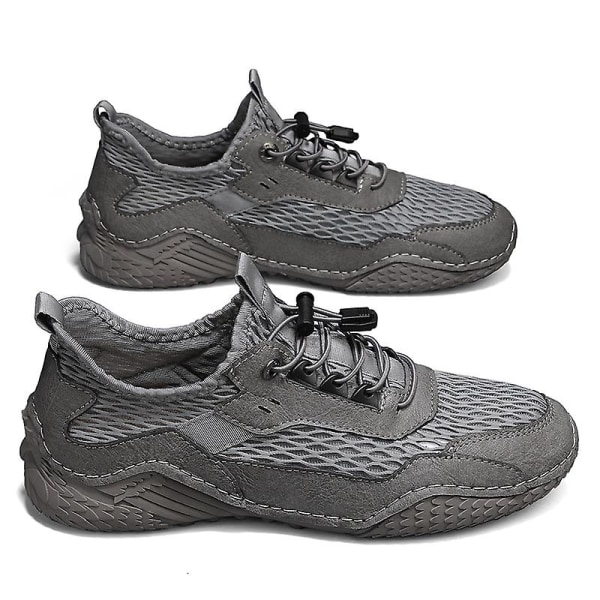 Promenadskor för män Andas Flying Woven Mesh joggingskor Halkfria sneakers 3C55071 Gray 40