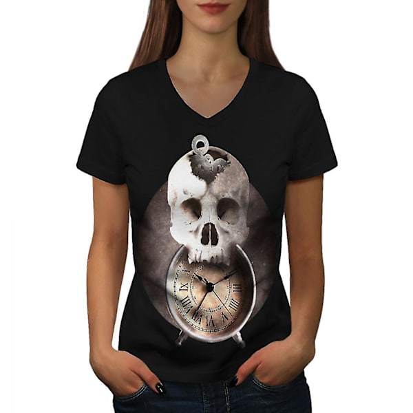 Klocka Skeleton Moon T-shirt för kvinnor M