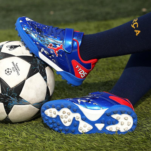 Fotbollsskor för barn Halkfria fotbollsskor Klossar Gräs Fotbollssneakers 720 Blue 37