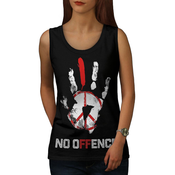 No Offense Peace Slogan Women Blacktank Top XXL