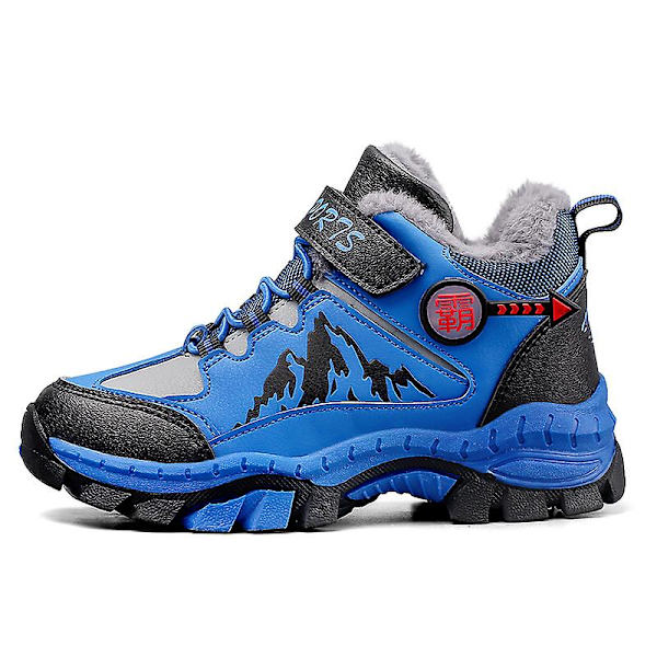 Pojkar Snow Boots Vinter Vattentät Antisladd Stövlar Vandring Outdoor Skor För Barn X858 Blue 34