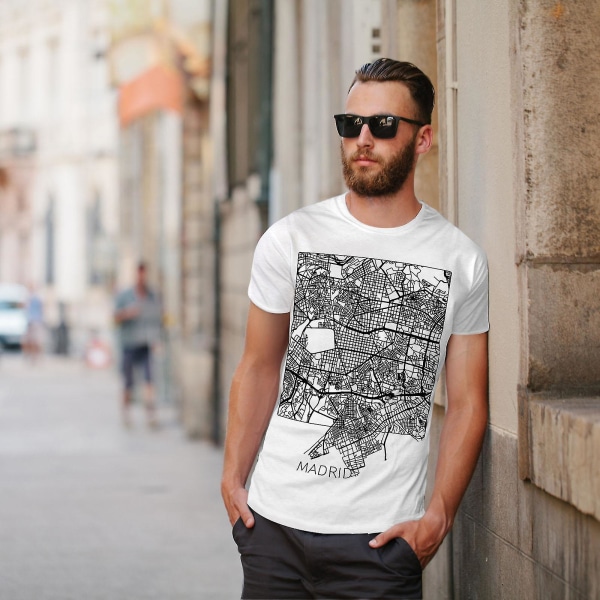 Spanien City Madrid Vit skjorta för män | Wellcoda XL