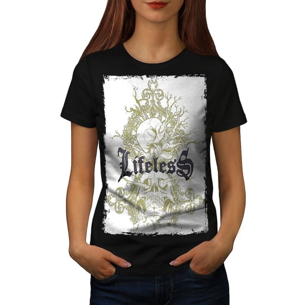 Livlös Gothic Skull Women Blackt-shirt | Wellcoda XL