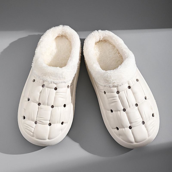 Herrtofflor Varma Vinterskor För Kvinnor Inomhushus Slip On Med Bomull Utomhus 2Ks2195 White 36-37