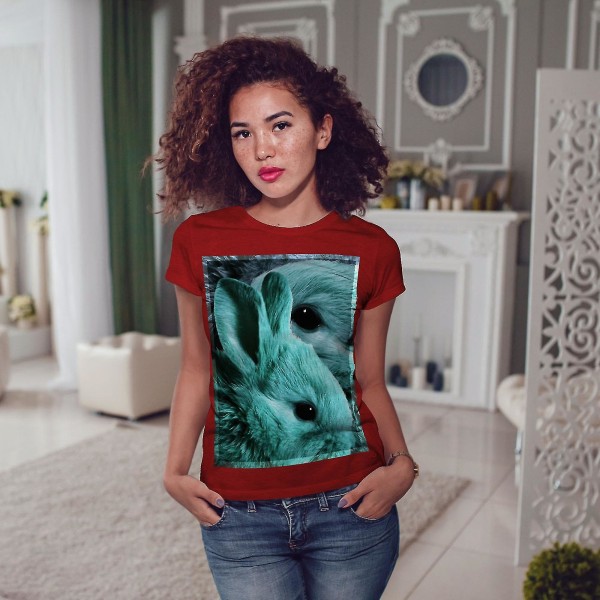Söt Animal Buny Face T-shirt för kvinnor XXL