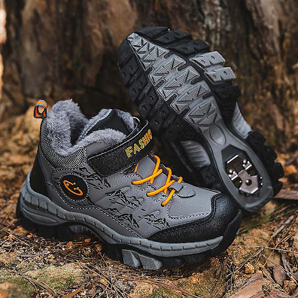 Pojkar Flick Sneakers Andas löparskor Barn Vinter Bomullsskor 833 Gray 34