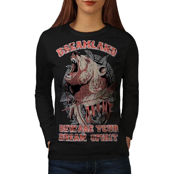 Dreamland Grizzly Svart långärmad T-shirt för kvinnor S
