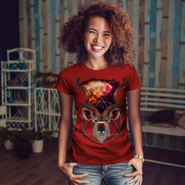 Deer Cosmos Space T-shirt för kvinnor L