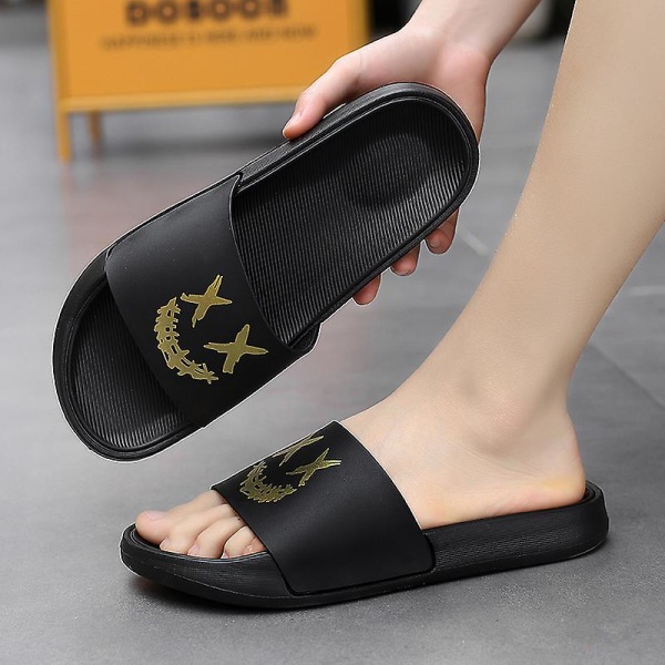 Strandtofflor för män Modesandaler Utomhus Halkfria inomhusskor 3Bk006 BlackGold 41