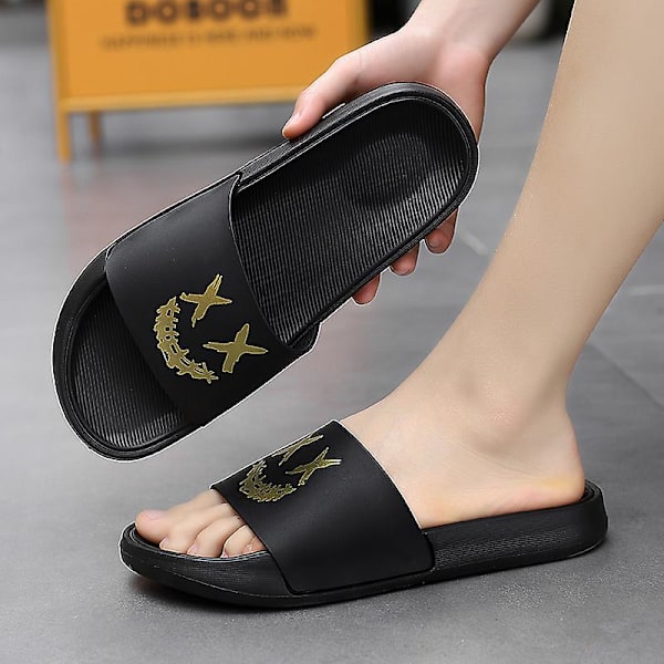 Strandtofflor för män Modesandaler Utomhus Halkfria inomhusskor 3Bk006 BlackGold 44