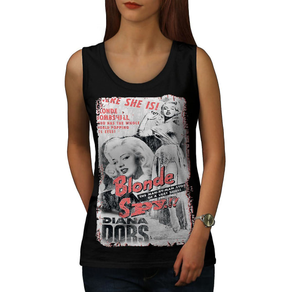 Blond Spy Girl Kvinnor Blacktank Top XXL