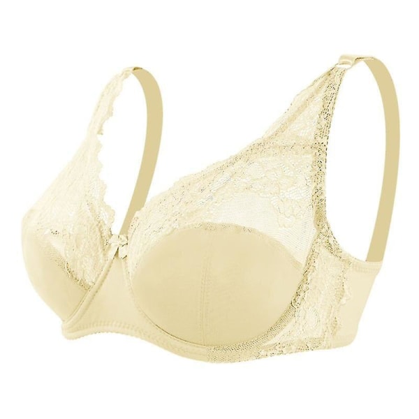Dam BH Mode Sexig Spets BH Push Up Plus Size Bralette Tunn Cup Bygel BH Bygel Underkläder Underkläder Topp C D Cup,linght Beige 85C D