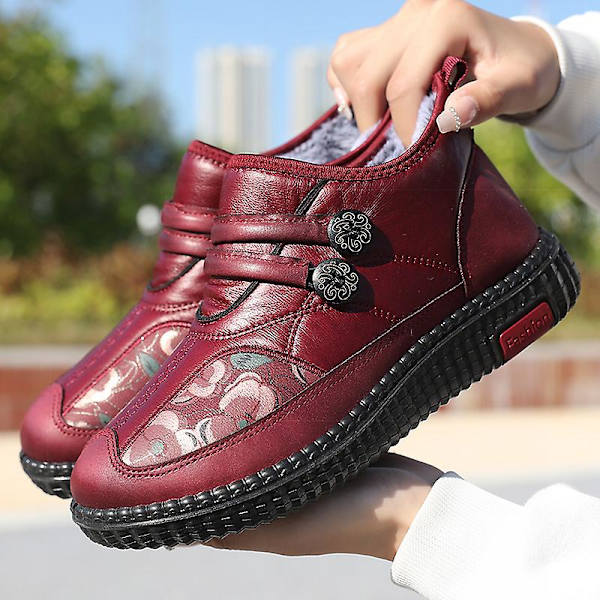 Dammode för äldre mode Casual Plus bomullsskor Vintersportskor 2L2217 Red 41