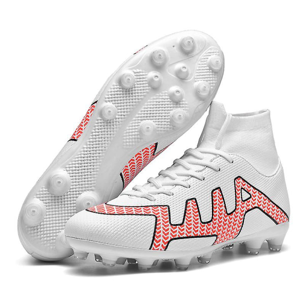 Fotbollsskor för män Halkfria fotbollsskor Klossar Gräs Fotbollssneakers T22166 White 45