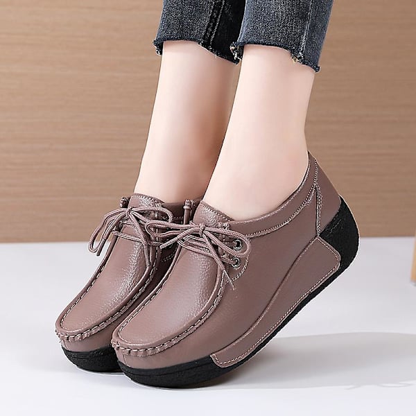Damskor för casual Loaferskor Mammaskor 3A691 Brown 41