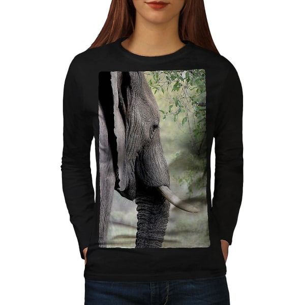 Foto Animal Elephant Women Blacklong Sleeve T-shirt XXL