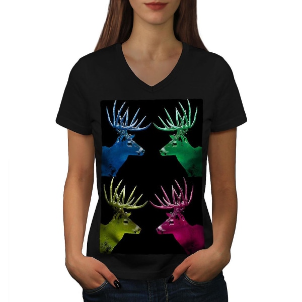 Deer Colorful Art Women T-shirt L