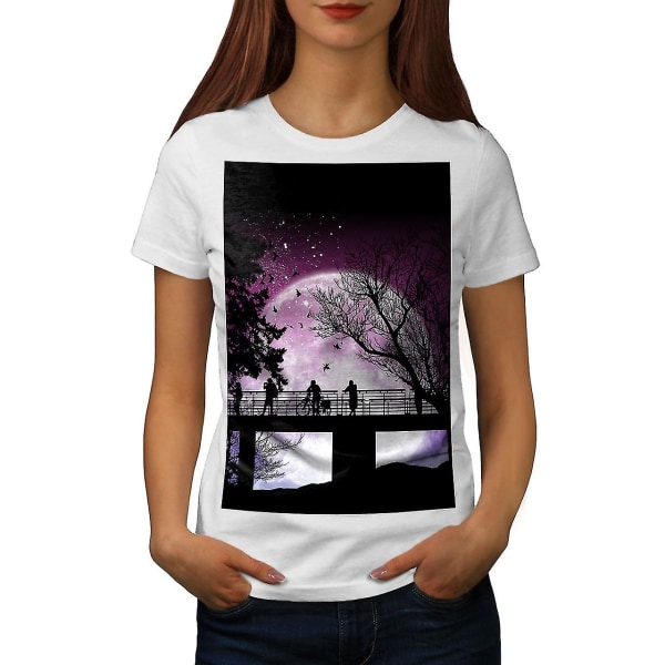 Moon Silhouette Nature Whitet-shirt för kvinnor L