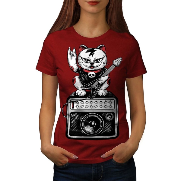 Cat Kitten Rock Star Dam Röd-skjorta XL