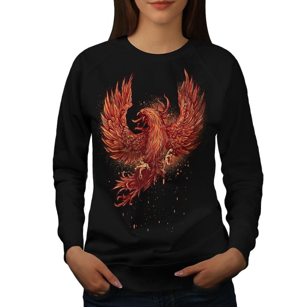 Mythical Fire Bird Blacksweatshirt för kvinnor | Wellcoda M