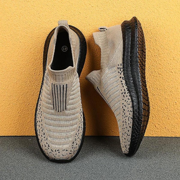 Sommarskor för män Loafers Andas herrsneakers Mode bekväm casual 2G227 Khaki 41