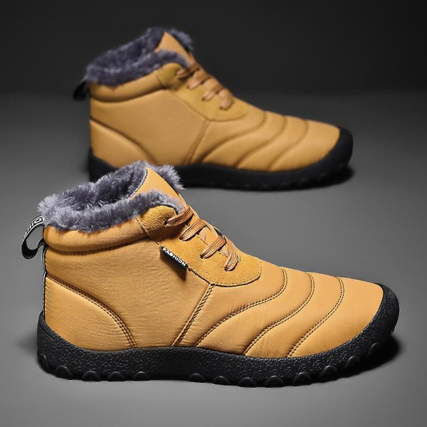Vintersnöskor för män Vattentåliga skor Anti-halk Casual Lätt bomullsstövel 1877 Yellow 45