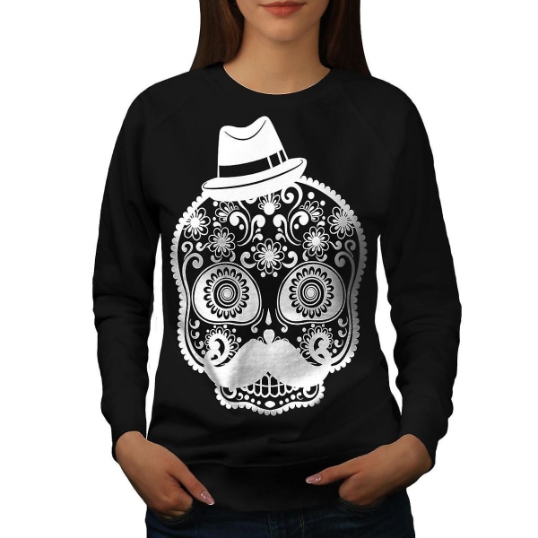 Skeleton Cool Women Blacksweatshirt | Wellcoda L