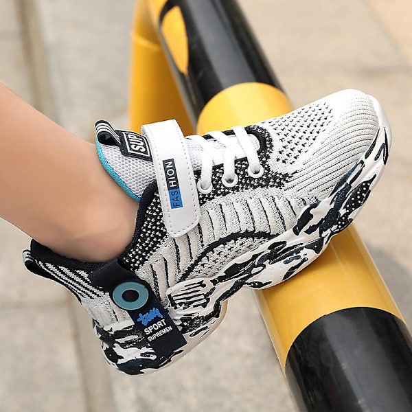 Barn Sneakers Andas löparskor Mode Pojkar Flickor Sportskor 3A176 White 34