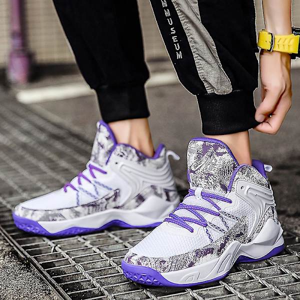 Basketskor för män Mode Dam Sneakers Andas Sportskor 3A693 Purple 41
