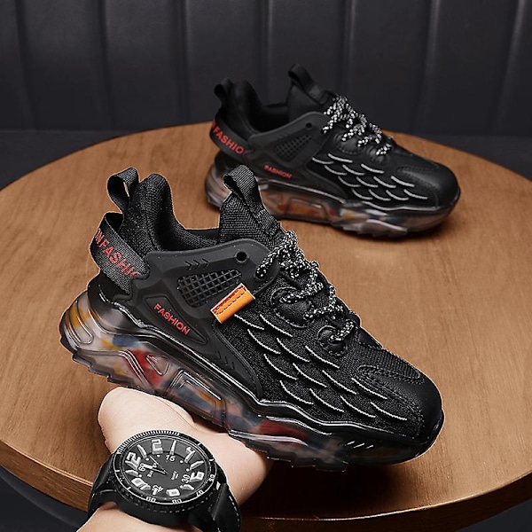 Barn Sneakers Pojkar Basketskor Halkfria Barn Sportskor 3Ba9016 Black 39