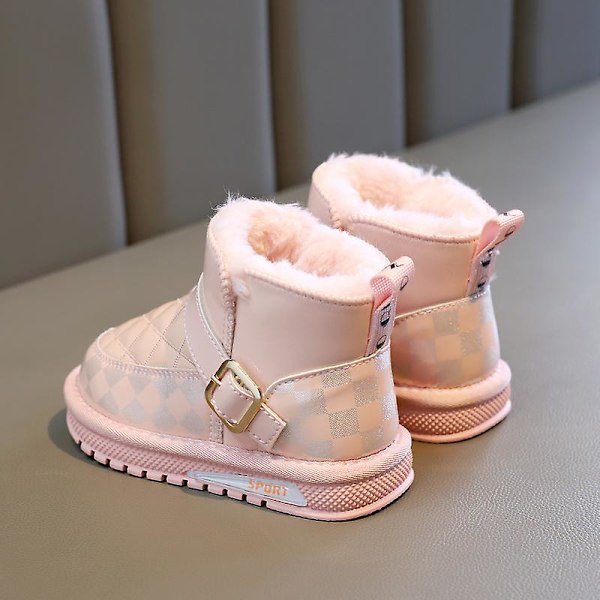 Barn Vinter Snö Boots Varma Ankel Boots Anti-Slip Pojkar Flickor Vinterskor 2Ja8 Pink 27