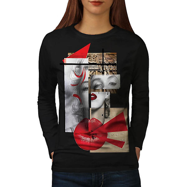 Berömda kändisar, svart långärmad T-shirt för kvinnor M