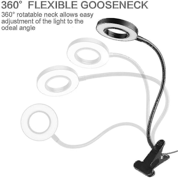 Lampor 12W LED USB Clip Lamp Läsa Sovrum Skrivbordslampa Svart Clamp Eye Protection Book Light
