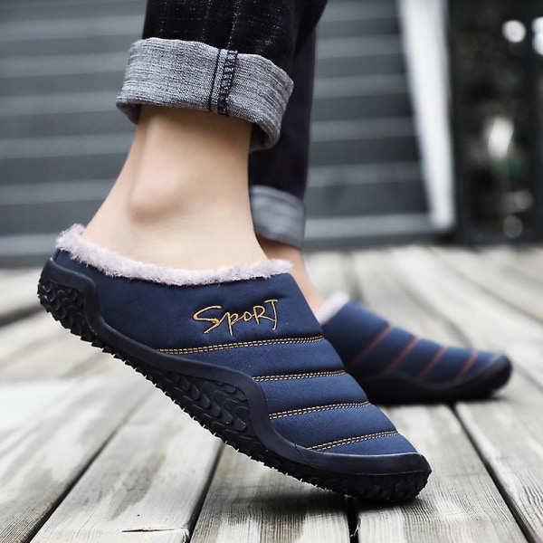 Herrtofflor varma vinterskor för kvinnor inomhushus Slip on med bomull utomhus 2Kl566 Blue 46