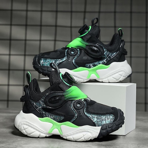 Barn Sneakers Pojkar Basketskor Halkfria Barn Sportskor 3B2296 BlackGreen 37