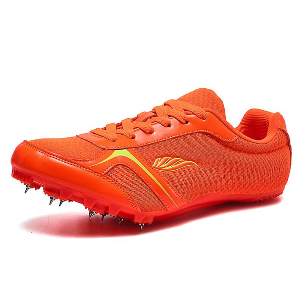 Friidrottsskor för män Spikes Track Race Hoppande Sneakers Professionell löpning Nail Spikes Skor 3C717 Orange 37