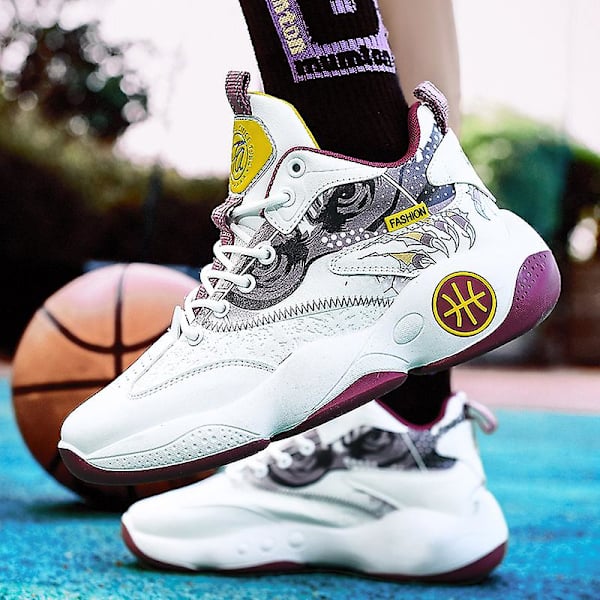 Basketskor för män Andas Sneakers Löparskor 3Aha502 WhiteYellow 41