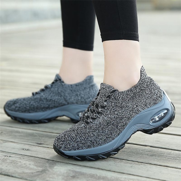 Dam Super Light Sneakers Tenis Feminino Dam Wedge Andas Running Mesh 2G1862 Gray 38