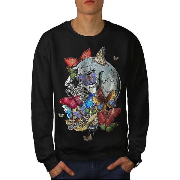 Skull Butterfly Head Art Men Blacksweatshirt S