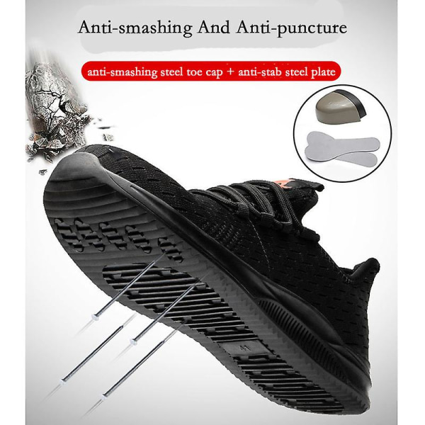 Lätta, punkteringsbeständiga skyddsarbetsskor för män Sneakers 3C668 45