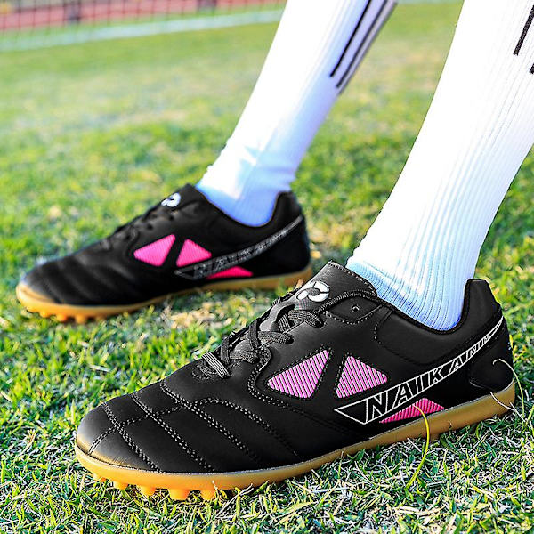 Fotbollsskor för män Halkfria fotbollsskor Klossar Gräs Fotbollssneakers 3C22028 Black 41