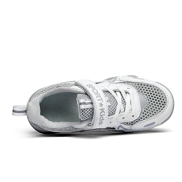 Sneakers för barn för pojkar, flickor, löpning tennisskor, lätt andningsbar, sport, atletisk 3B1984 Gray 34