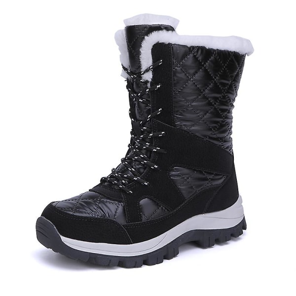 Dam Vinterstövlar Snow Boot Plysch Varma Skor Vattentät Boot 370 Black 41